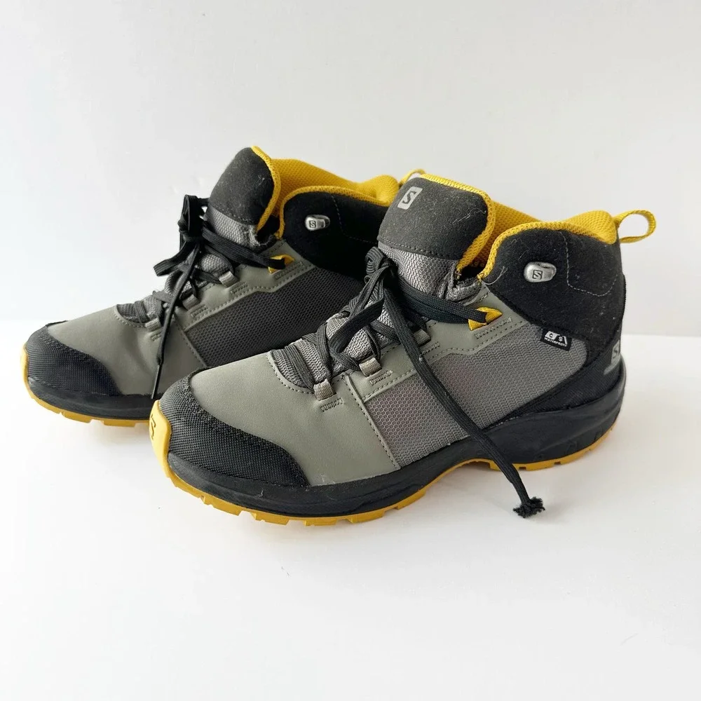 Salomon Kids Hiking Boots Gray Black Yellow